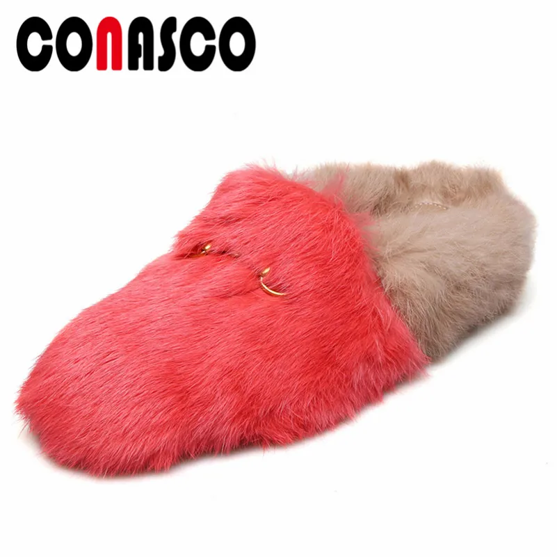 

CONASCO Fashion Cute Women Pumps Slip On Autumn Winter Shoes Woman Round Toe Warm Comfort Casual Shoes Party Prom Pumps