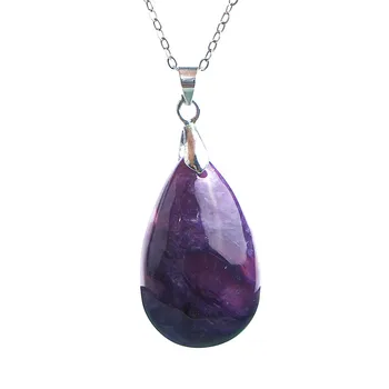

Genuine Purple Gems Healing Crystal Water Drop Suspenion Pendant Women Lady Natural Charoite Pendant 29x18x9mm