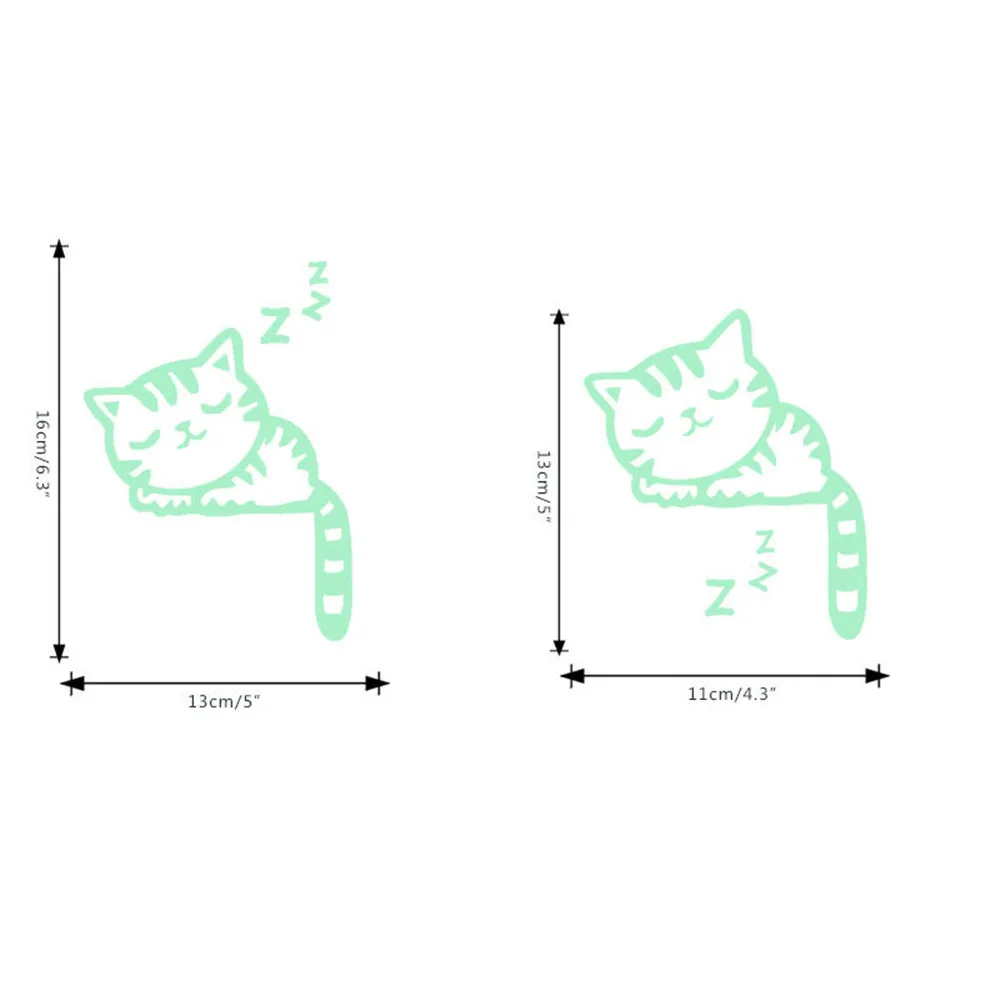 Милый креативный котенок кошка светящееся Серебристое свечение переключатель настенный стикер домашняя фосфоресцирующая палочка для котенка зеленая наклейка на стену s0.365