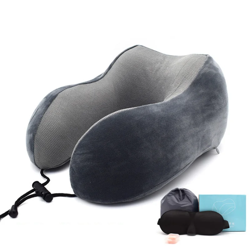 Billig U Form Magnetische Kopfstütze 30x28 cm Hals Kissen Memory Schaum Füllstoff Mit Augenmaske Ohrstöpsel Reise Büro Auto umarmung Nackenkissen