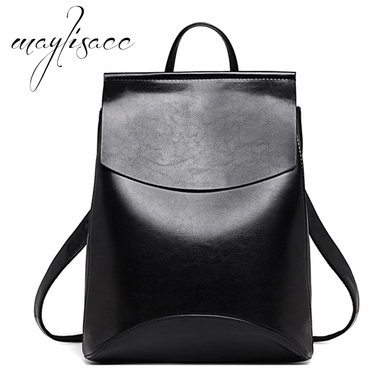 

Maylisacc High Quality Women Backpack PU Leather Shoulders Bags Waterproof Fashion for Teenage Girls Shopping Bag