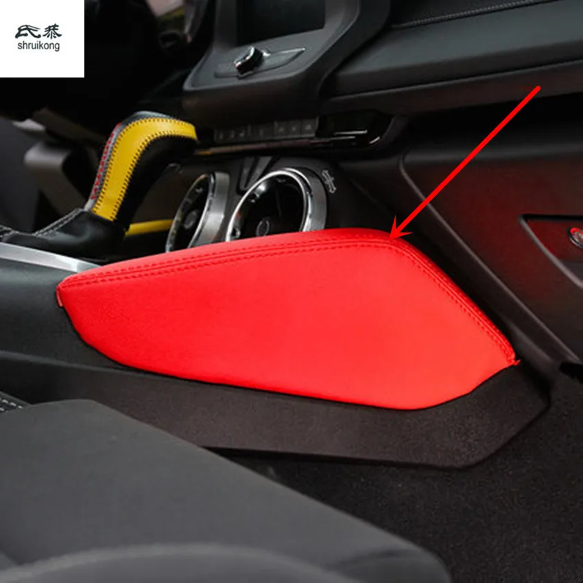 

Free shipping 2pcs/lot leather car central armrest position decoration cover car accessories For 2016-2017 Chevrolet Camaro