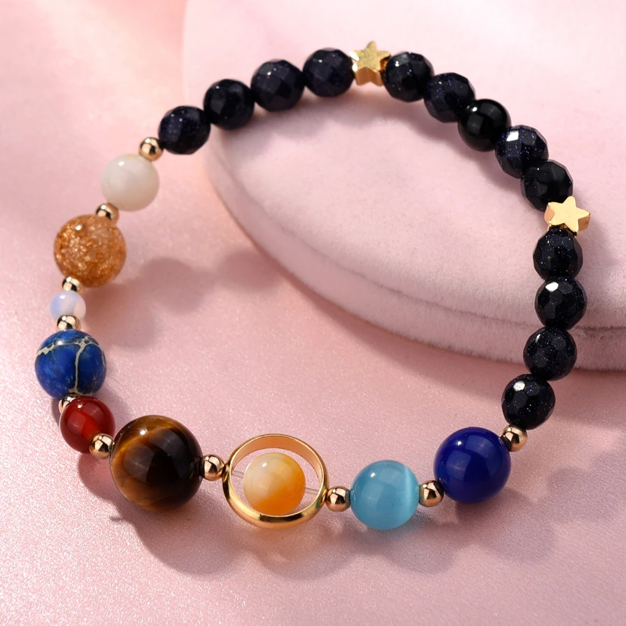 Smile-life Solar System Guardian Star Natural Stone Beads Bracelet Bangle for Women Men 