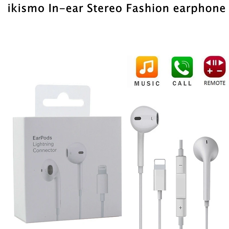 ikismo In Ear Stereo Bass Wired Earphone Microphone headset Music Earbuds for iphone 8 7 Plus X XR XS Max Earphone