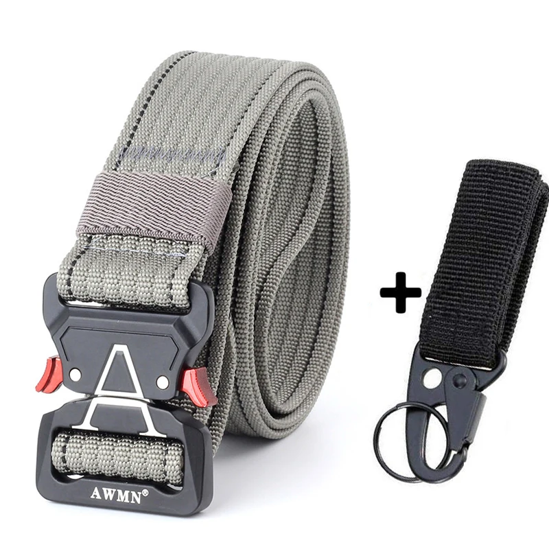 Gray Belt Match Холщовый военный ремень мужские тактические дизайнерские ремни для джинсов брюки Повседневный нейлоновый черный длинный поясной ремень быстросъемный ремень Кобра - Цвет: Gray Belt Match