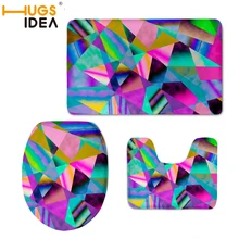 HUGSIDEA 3 шт./компл. коврик для ванной красочный плед 3D принт Коврик для ванны и туалета чехол для сиденья набор аксессуаров для ванной коврик набор пьедестал коврики