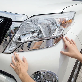 

For Toyota Land Cruiser Prado FJ150 FJ 150 2014-2017 ABS Chrome Front Headlight lamp strip cover Trim accessories 2pcs