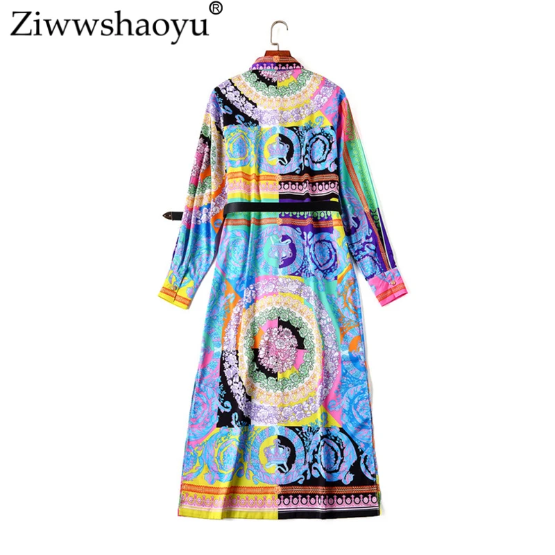 Элегантное платье кардиган Ziwwshaoyu 5XL с принтом винтажные прямые платья поясом и