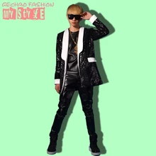 Мужские брендовые модные черные блестки средней длины тонкий костюм Мужские Сценические костюмы DJ DS Bar Singer костюм пальто! M-4XL