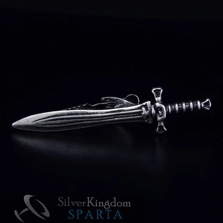 Спарта средневековье меч Зажимы для галстука посеребренные высокое качество металла мужские