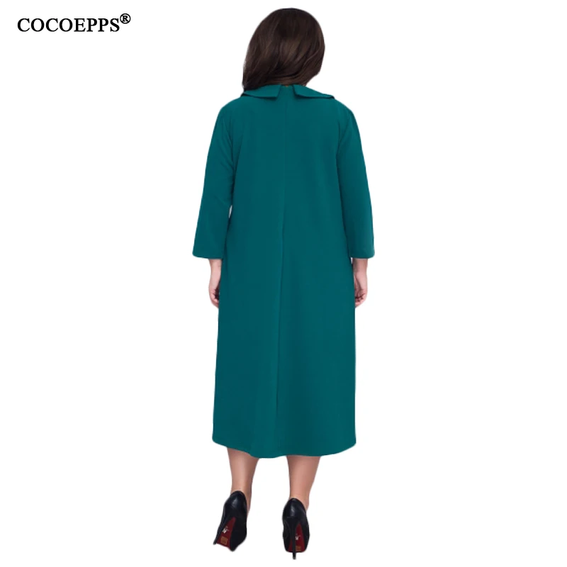 COCOEPPS 5XL 6XL повседневные зеленые платья женские элегантные свободные офисные 2019
