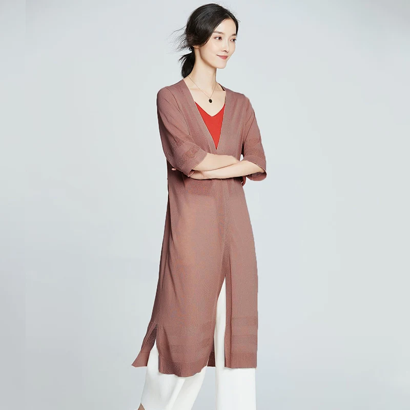 2018 Spring Summer Casual Long Cardigan Women Half Sleeve Knitted Cool