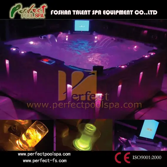 Luxurious hot tub spa for sex massage with LED light and