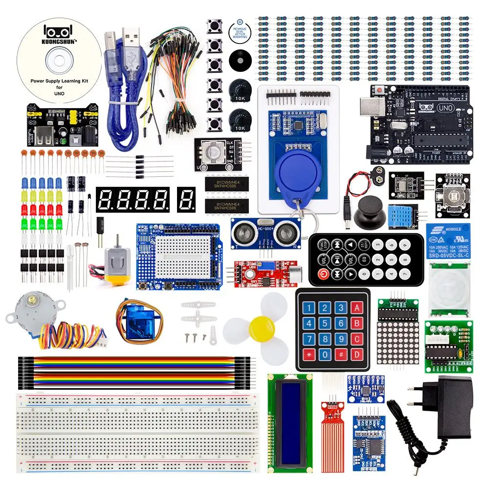 KUONGSHUN UNO R3 проект полный стартовый комплект с учебником для Arduino diy Kit с обучающим CD