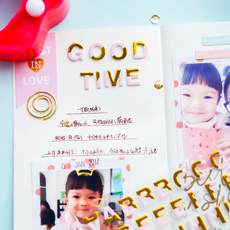 Dokibook Hand Made Double-color Alphabet Stickers 3d Custom Stickers Notebook Planner Diary Decoration Accessories Stationery