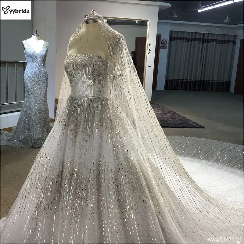 

Surmount Real Sample YYbride Luxurious Full Crystal Beaded Royal Train Gown Newest Ball Gown Wedding Dress 2019