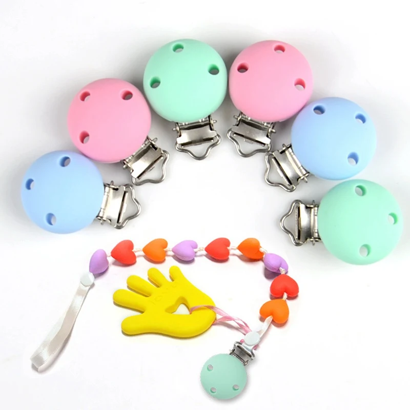 

Round Shaped Pacifier Clip Silicone Bead Baby Teether Teething Accessories Clip Nipple Clasps Toy DIY Bead Tool