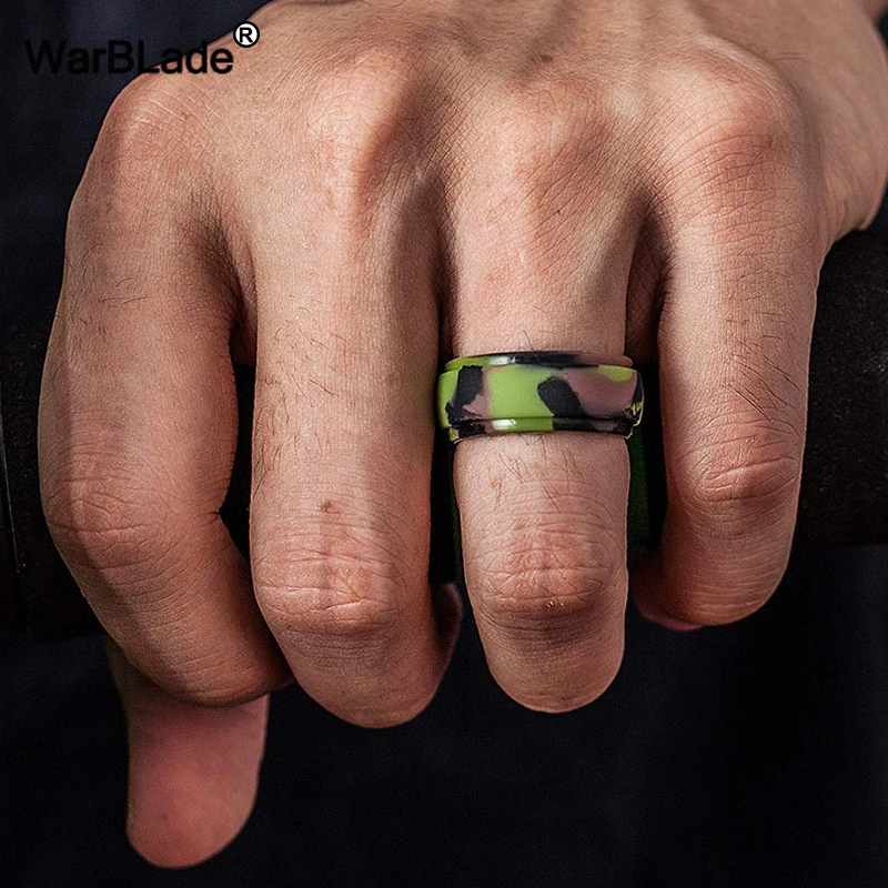WarBLade New Food Grade FDA Silicone Rings Men Wedding Rubber Bands Hypoallergenic Flexible Antibacterial Silicone Finger Ring