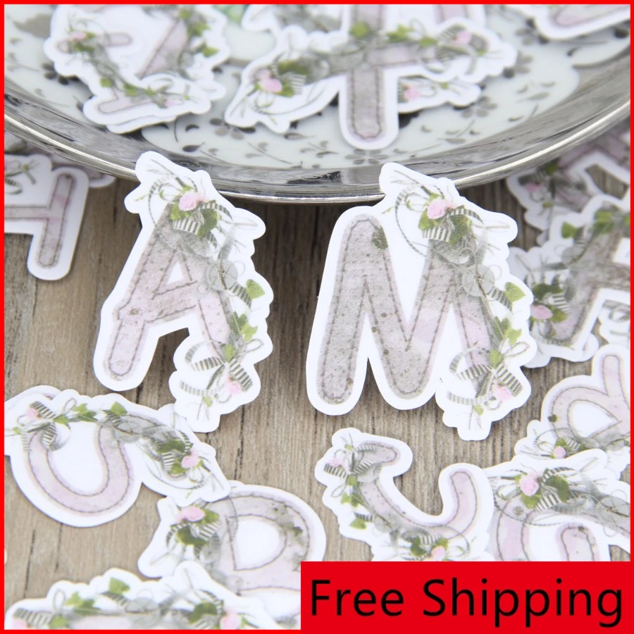 

52 pcs name letter alphabet vintage personalized scrapbook Stickers scrapbooking material personalized sticker happy planner