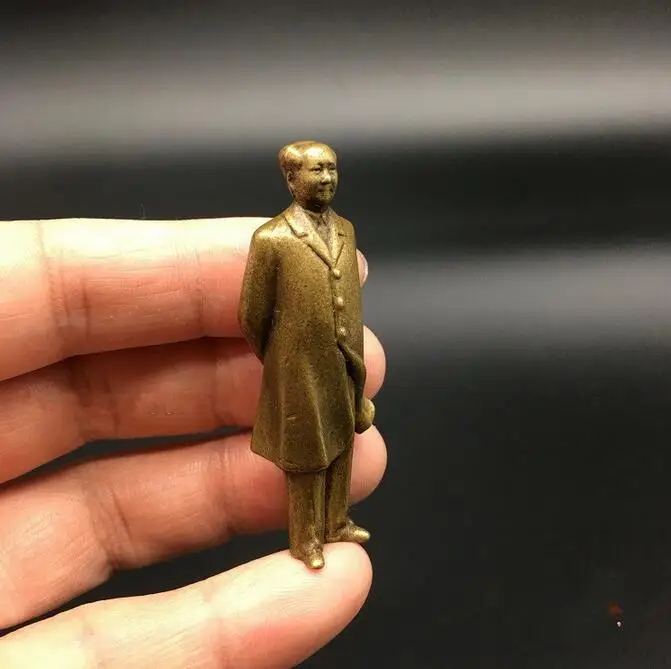 Chinese old antique Collection Asian Brass Chairman Mao Exquisite statue 