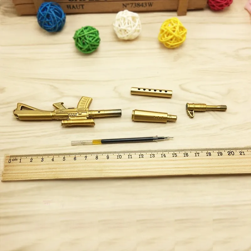 Творческий Смешные Kawaii содействие 0.38 мм ручки ребенка шариковая Золотой пистолет Форма перо пистолет ручки Подарки для школьных принадлежностей