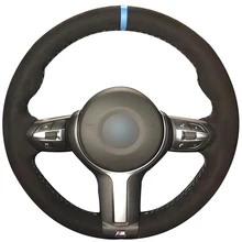 Черная замша светло-голубой маркер крышка рулевого колеса для BMW F87 M2 F80 M3 F82 M4 M5 F12 F13 M6 F85 X5 м F86 X6 м F33 F30 M Sport