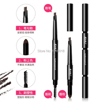 

Hot 3 in 1 eyebrown pencil automatic Rotating Eyebrow pencil + eyebrow powder + eyebrow brush waterproof lasting eyebrow pen