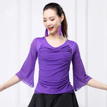 Новинка, высокое качество, квадратное платье для танцев, женская рубашка для взрослых, с длинными рукавами, новые весенние костюмы среднего возраста, джаз, танцевальная одежда, топы