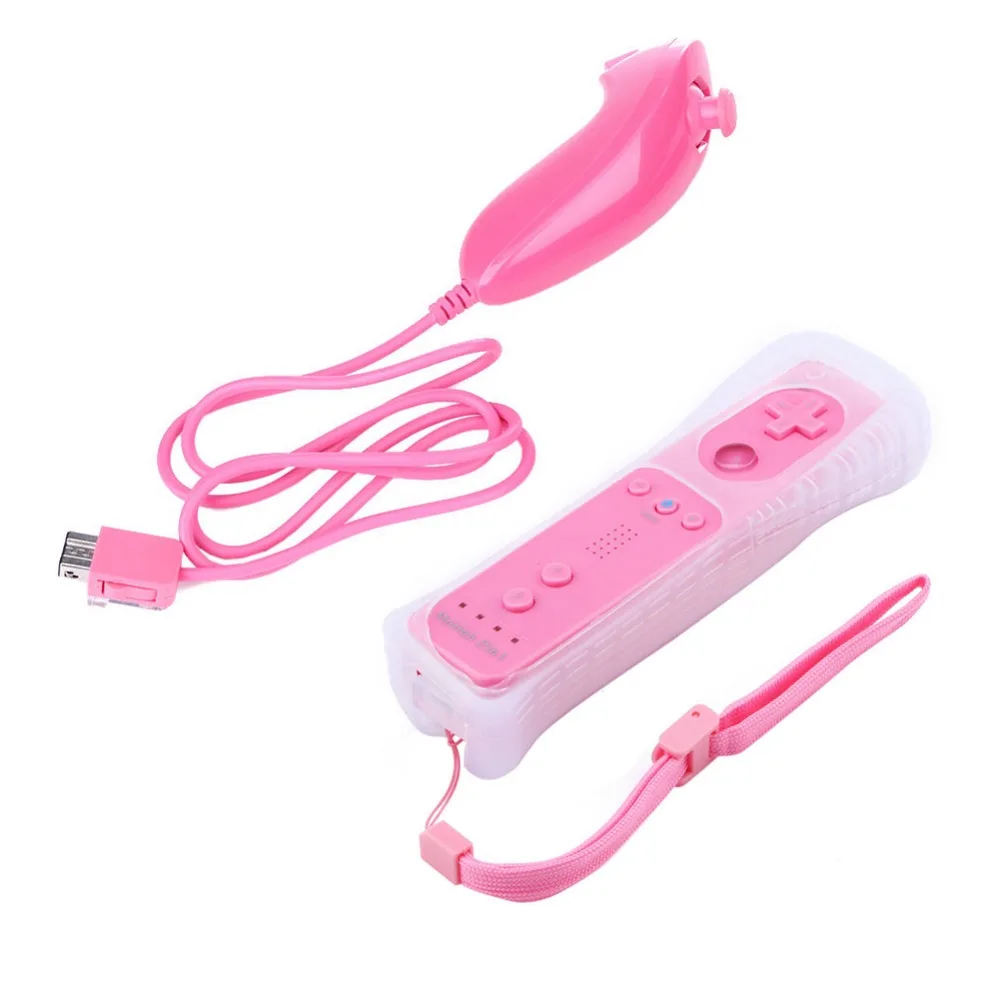 Розовый 2 в 1 беспроводной игровой пульт дистанционного управления с Motion Plus Nunchuck