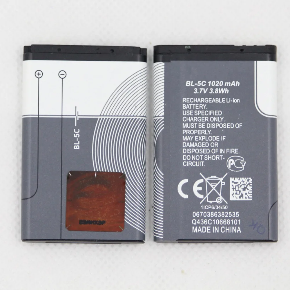 Аккумулятор 20X1020 мАч BL 5C для телефона Nokia 1100 1110 1200 1208 1280 1600 2600 2700 3100 3110 5130 6230