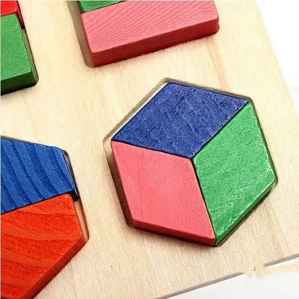 BitBill Cheap Wooden Geometry Fraction Puzzles Building Blocks Child ...