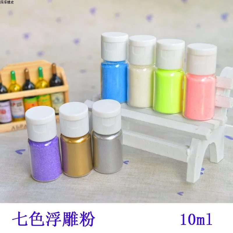 DIY Embossing Powder Metallic Paint Shiny Gold Silver 10ml 2