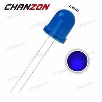 50pcs LED Diode 8mm Light Diffused Blue DIP 20mA 3V Wide Angle Round 8 mm Light-Emitting Diode LED Lamp Electronics Components