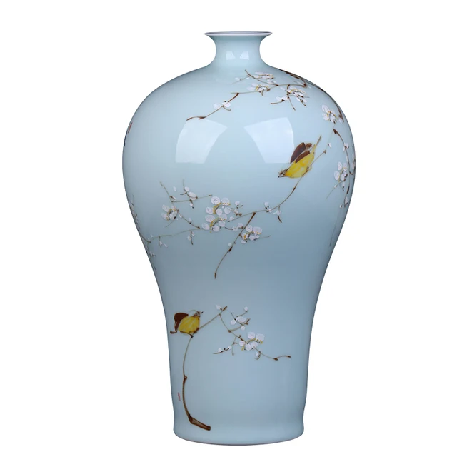 Hand painted plum and bird vase  handmade Jingdezhen antique porcelain 1