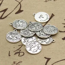 Encantos do zodíaco capricron aquário arius câncer leão libra taurus escorpião sagitário vigro gemini peixes antigo cor prata diy