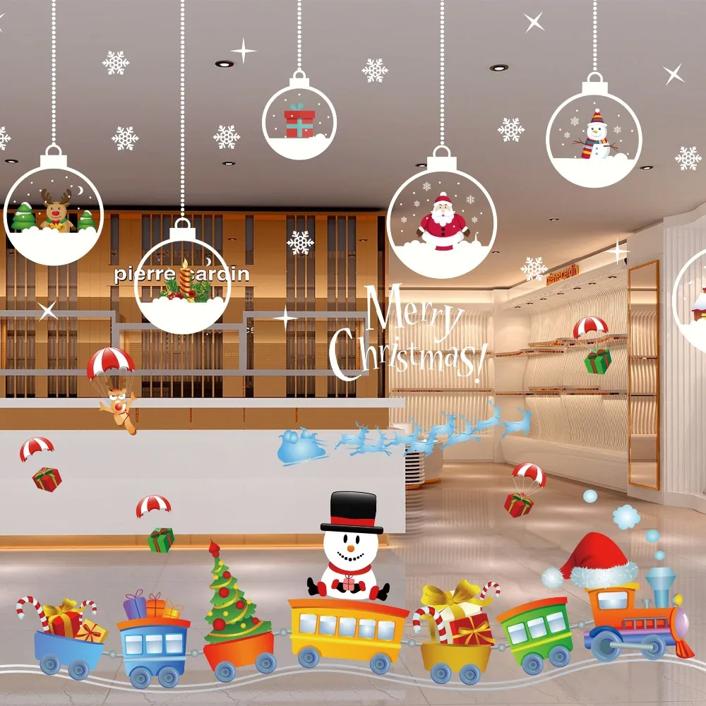 2021 natal декоративные переводные наклейки на окна съемные diy стеклянные стены