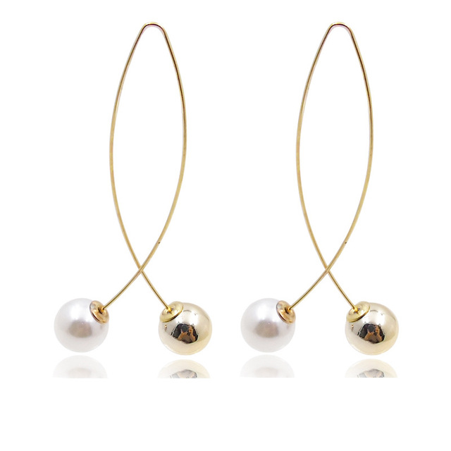 Cross Imitation Pearl Earrings Long Simple Fashion Earrings Women Wedding Jewelry Boucles D'oreilles Pour Les Femmes