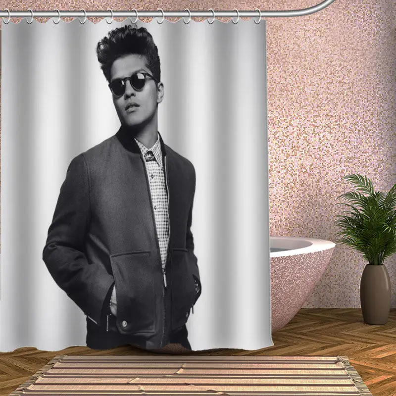 

Bruno Mars Shower Curtain Eco-friendly Modern Fabric polyester Custom Bath Curtains Home Decor Curtains