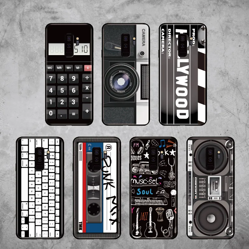 

For Samsung Galaxy S8 S9 S10 S10e Plus E lite Note 8 9 10 A7 A8 Retro Vintage Camera Cassette Music Soft Bumper Phone Case