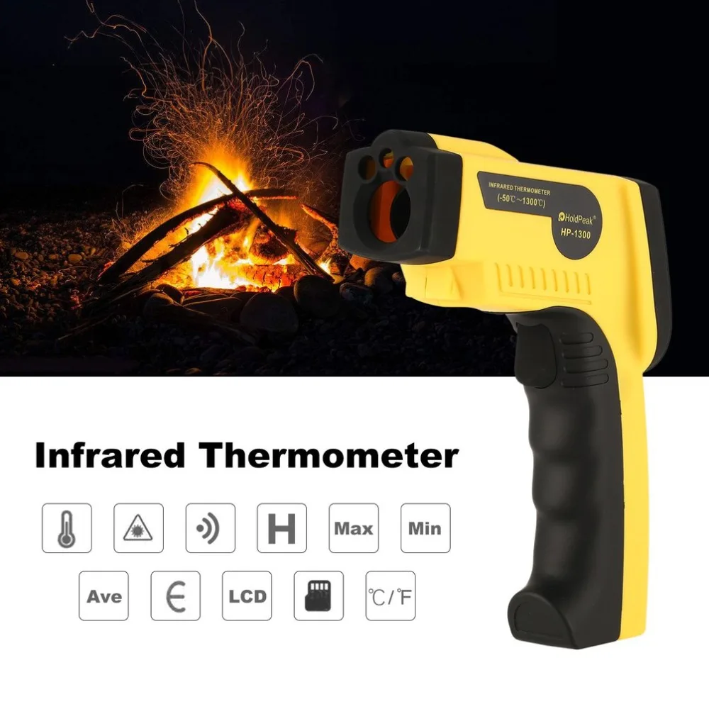

HoldPeak HP-1300 Digital LCD Handheld Infrared Thermometer Temperature Meter Tester Red Laser Non Contact IR Pyrometer Gun