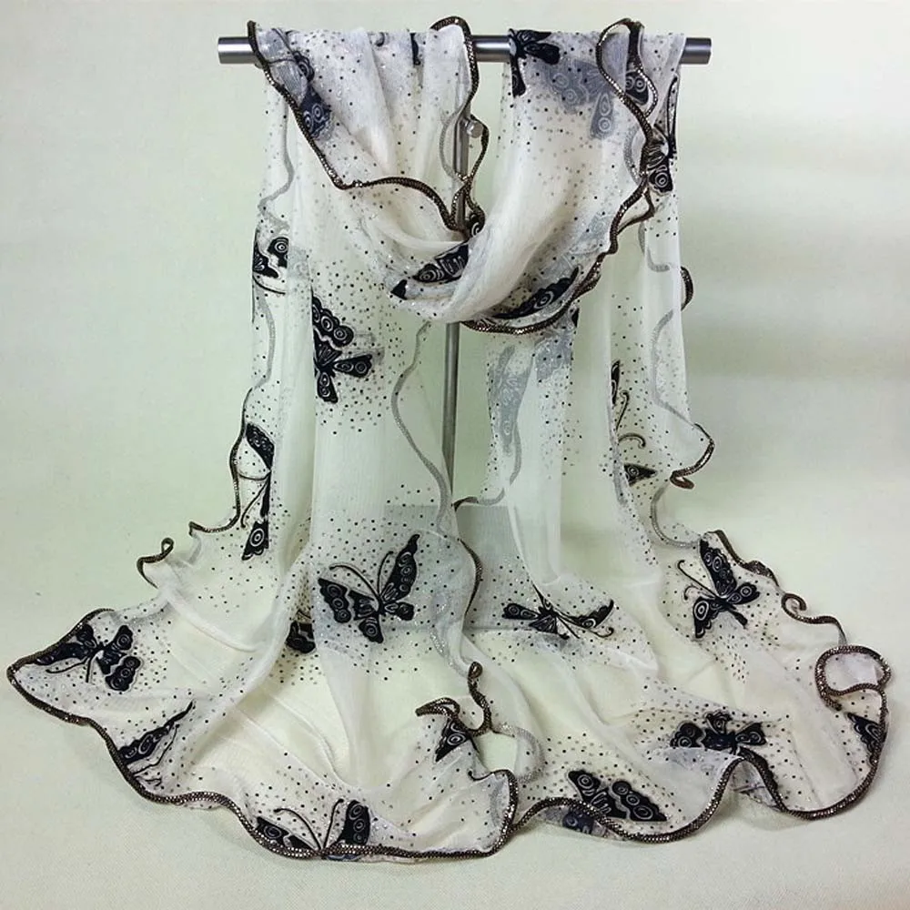 

Scarf Women Fashion Winter Scarves Women 2018 Scarf Women Vintage Colorful Lace Gauze Butterfly Veil Scarf Shawl Wrap