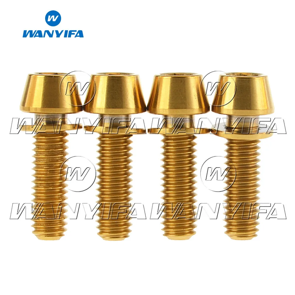 

4Pcs M6X18mm Titanium Ti Disc Brake Mount Bolts Gold Finish With Washers Bicycle Screws