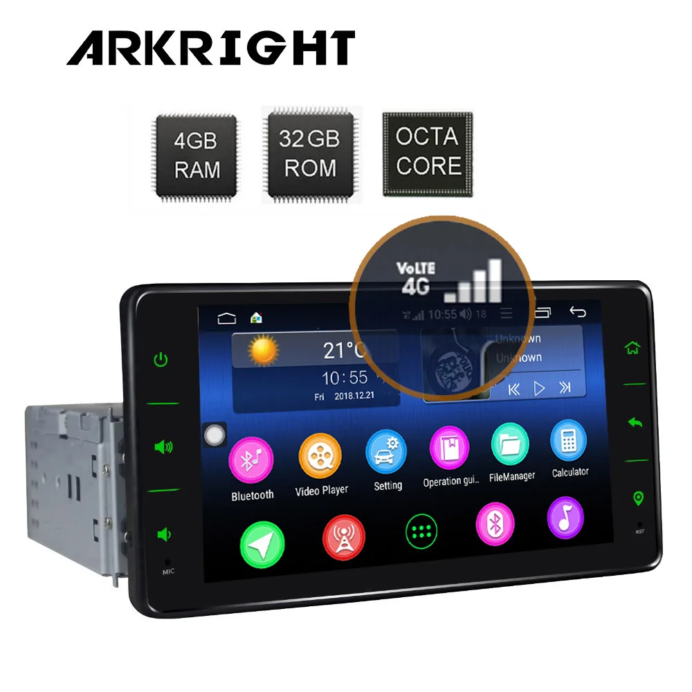 

New 6.2" 1Din 4+32GB Android 8.1 Car Radio Audio Stereo Support 4G LTE SIM Network/DSP Octa Core GPS Carplay Multimedia Player