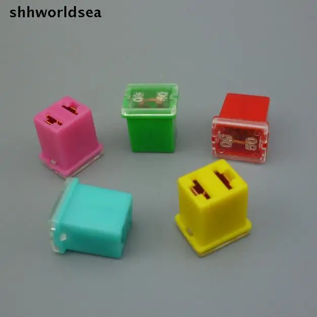 

shhworldsea 20PCS Car Straight Female Terminals Link PAL Blade Fuses 20A 30A 40A 50A 60A n-line Lighter-Shape for Truck Boat