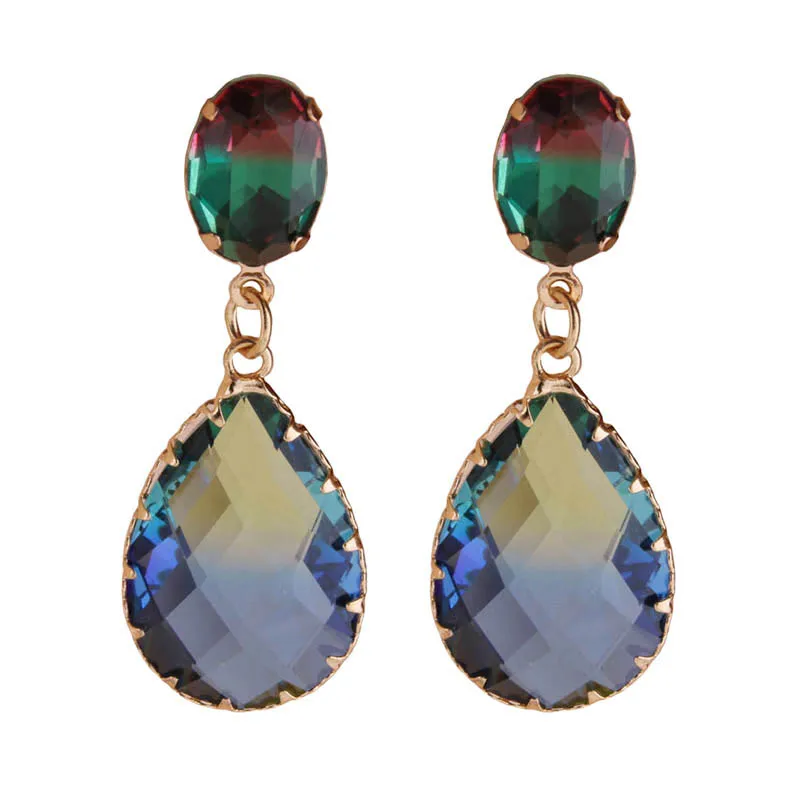 NeeFuWoFu Water Drop Earrings Glass earrings for women Big brinco Bohemian Crystal Earring Fashion Jewelry Gift Girl