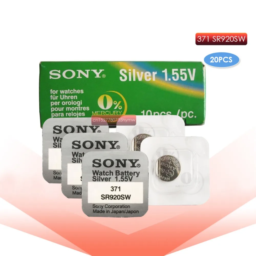 20 шт. sony 371 SR920SW 920 1,55 в батарея для часов SR920SW 371 Кнопка монетница Сделано в Японии