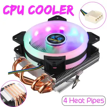 

CPU Cooler Fan Radiator 4 Heatpipes 90mm 4Pin LED RGB Cooling Fan Cooler Heatsink for Intel LGA 775/1155/1151/1150/1366 AMD