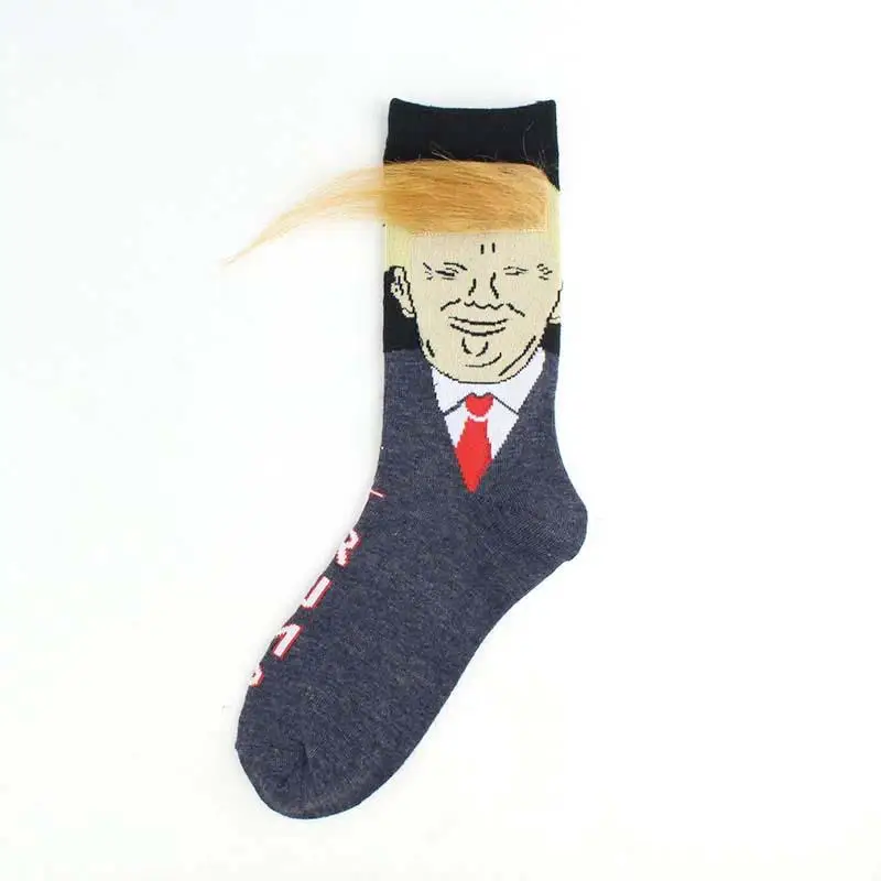 Унисекс Трамп носки с забавным принтом Для Взрослых Повседневные носки для команды 3D поддельные волосы носки для команды хип-хоп носки скейтбордиста - Цвет: 02