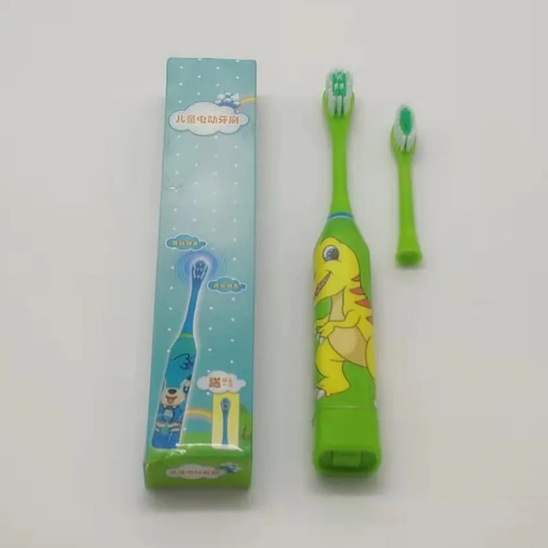Мягкие Мультяшные узоры Детская электрическая зубная щетка двухсторонние насадки зубных щеток сменные насадки для щёток электрическая зубная щетка - Цвет: Зеленый