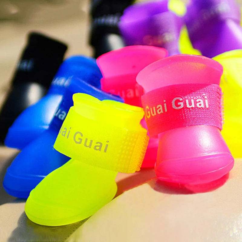 Водонепроницаемая Обувь для собак 4 шт./лот дышащие Нескользящие ботинки щенков 5